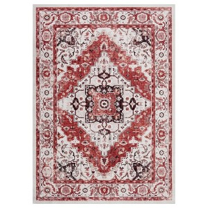 Coolmee Area Rugs for Living Room,Non-Slip Backing Washable Rugs,Vintage Large Area Rug，Stain Resistant Home Decor Rug Multi Color - 1 of 4