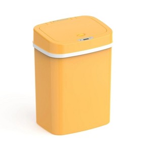 LunaLulinlk 3.2 Gallon Trash Can, Plastic Touchless Bathroom Trash Can, Yellow - 1 of 4