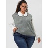 Agnes Orinda Women's Plus Size Fashion V Neck Cable Knit Sleeveless Pullover Casual Sweater Vests - 4 of 4