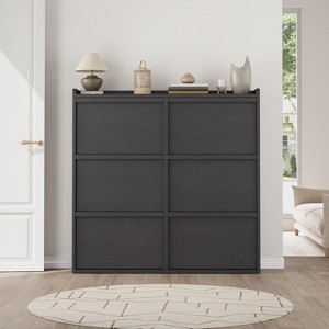 Wooden Shoe Organizer Cabinet with Adjustable Shelf, Hidden Shoe Storage with 6 Flip Drawers, Narrow Freestanding Shoe Storage Organizer for Entry - 1 of 4