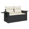 vidaXL 8 Piece Patio Sofa Set with Cushions Black Poly Rattan - Black and Cream - 3 of 4