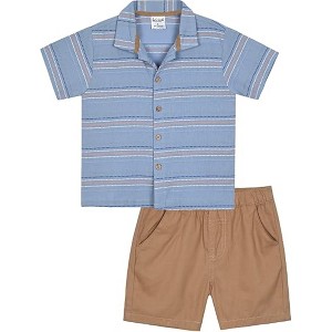 QUICKSAND Little/Big Boys' 2-Piece Short Sleeve Button Down Shirt with Shorts Sets - 1 of 4