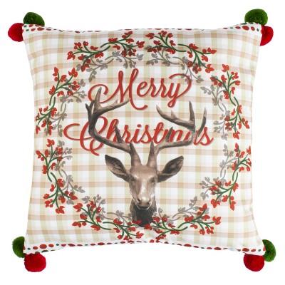 Darton Pillow - Champagne/Red - 18"X18" - Safavieh