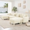 Boucle Fabric U-Shaped 4-Seater Sectional Sofa with Shell-Shaped Armrests, 2 Movable Ottomans, and Cylindrical Wrapped Legs - 3 of 4