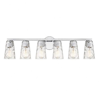Gordon 6-Light Chrome Vanity with Clear Water Glass Shades