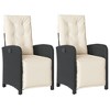 vidaXL Reclining Patio Chairs 2 pcs with Footrest Black Poly Rattan - 2 of 4