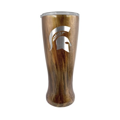 NCAA Michigan State Spartans 20oz Woodgrain Stainless Steel Pilsner Glass