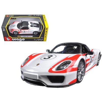 Porsche 918 Spyder Weissach #3 White 1/24 Diecast Model Car by Bburago