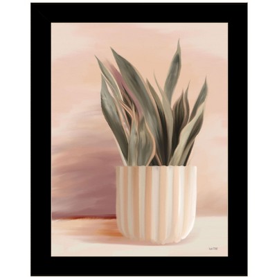 HomeRoots Striped Bohemian Plant Black Framed Print Wall Art
