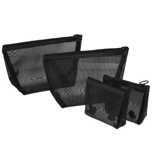 Glamlily 4 Piece Set Mesh Makeup Bags Set, Zipper Pouches for Cosmetics  (Black)