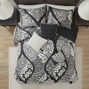 TopComfy Bedding Sets 7 Piece Cotton Printed Comforter Set Queen Printed Fabric With Soft Breathable Touch For Bedroom, Black, 18.9"*13.78"*11.42" - 1 of 4