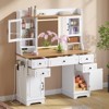 Coucheta Makeup Vanity Desk with LED Lighted Mirror, Makeup Vanity Table with Charging Station, White Wood Dressing Table for Bedroom, Dressing Room - 3 of 4