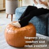 Itopfox Waterproof Faux Leather Pouf Ottoman Foot Rest Cover with Storage Cloth Blanket, Pet-Friendly, Easy Clean, Orange - 2 of 4
