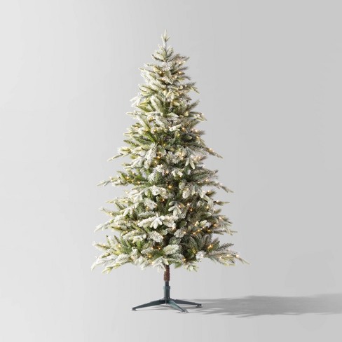 snowy artificial christmas tree