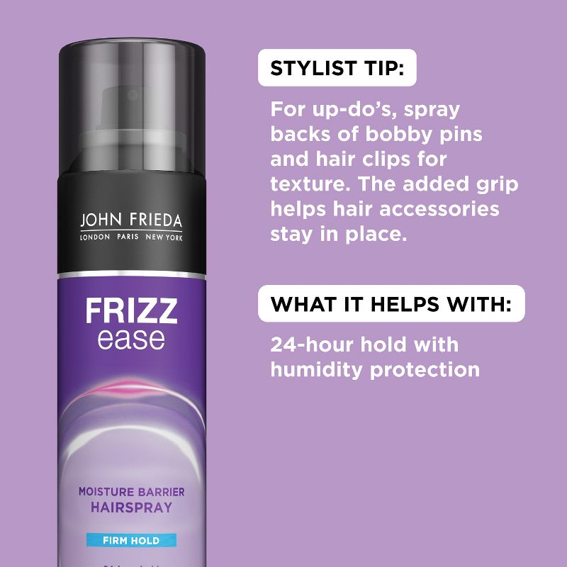 John Frieda Frizz Ease Moisture Barrier Firm Hold Hairspray, Anti Frizz Hair Straightenener - 12oz, 5 of 10
