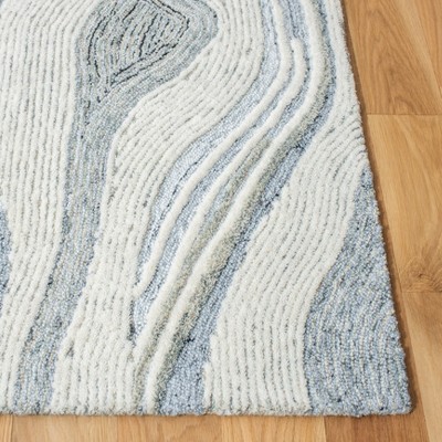 Mid-Century Modern Abstract Gray Wool 3'x5' Hand-Tufted Rug