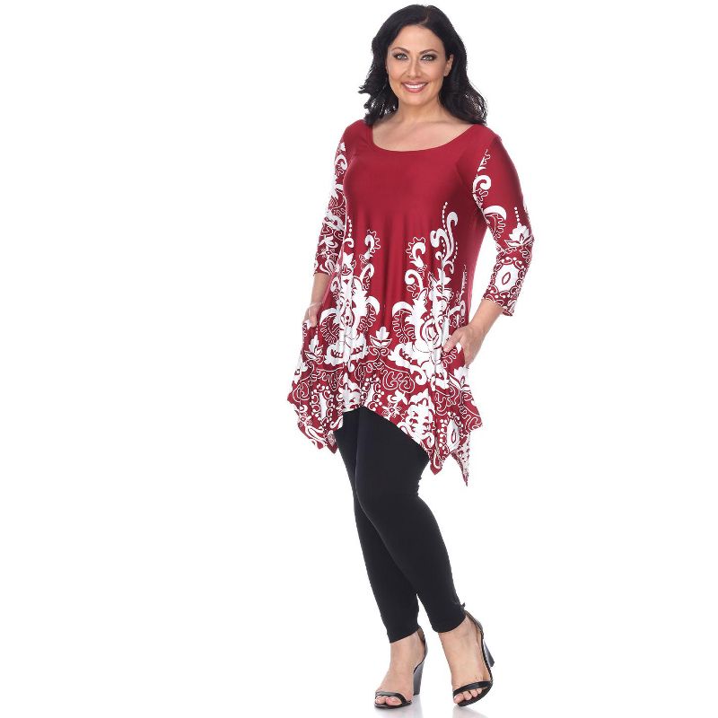 Women's Plus Size Scoop Neck Printed Yanette Tunic Top - White Mark, 1 of 4