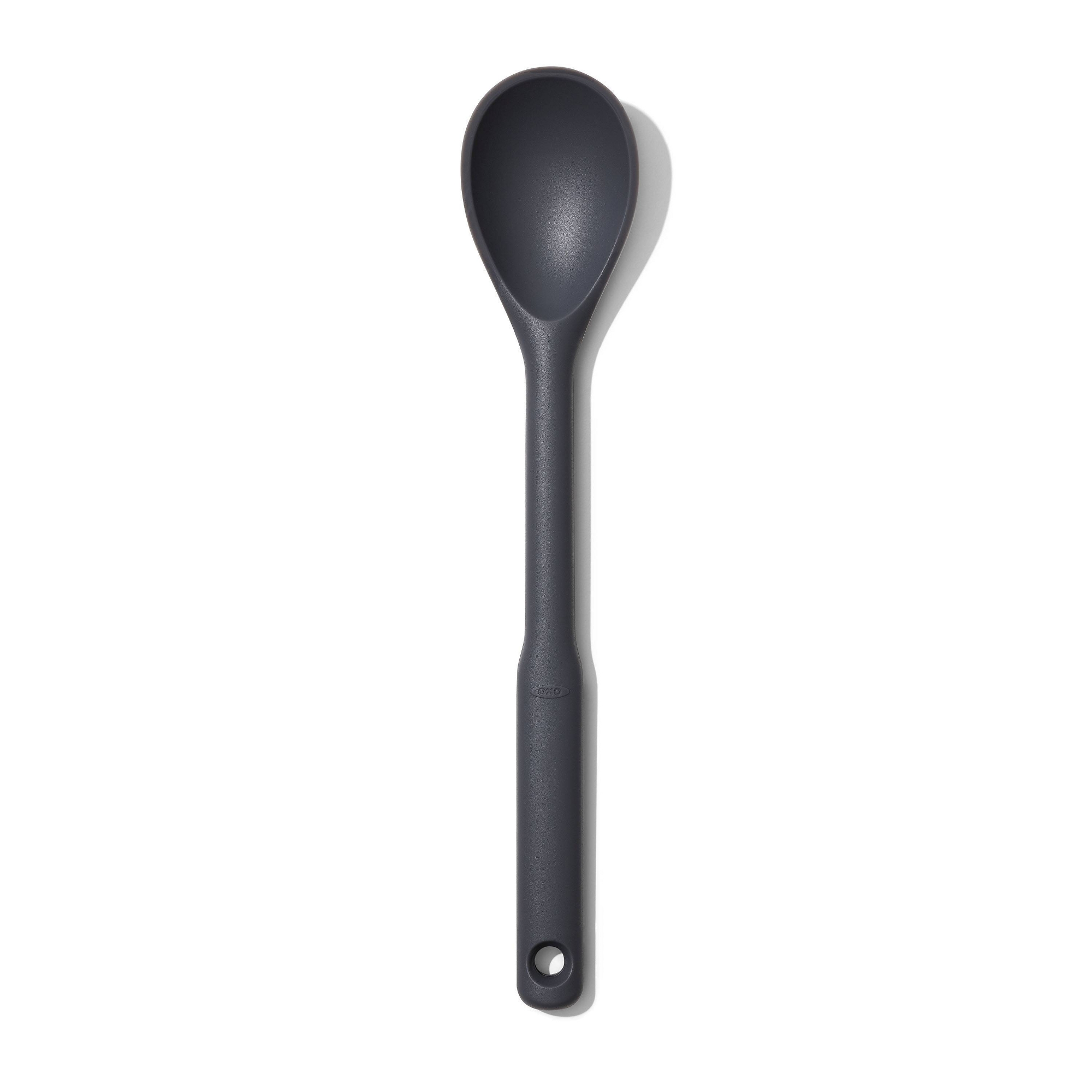 OXO Silicone Spoon: Black Kitchen Utensil, Dishwasher-Safe, 13.35" Length, Nylon & Silicone, Cooking Spoon