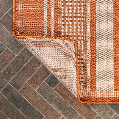 Modern Stripe-on-Stripe Orange and Cream 4' x 6' Synthetic Area Rug