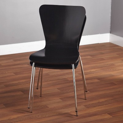 Black Laminated MDF and Chrome 5-Piece Dining Set with Bentwood Chairs