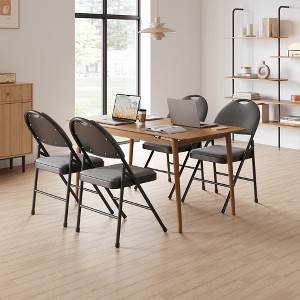 Set of 2/4 Folding Chairs with Cushions and Non-Slip Feet Pads for Home and Office, Indoor and Outdoor Events, Portable - 1 of 4