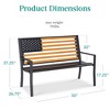 Best Choice Products Indoor Outdoor Steel Garden Bench w/ American Flag Backrest, 790lb Capacity - 2 of 4