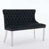 TOBILI Velvet Double Dining Loveseat Bench, Kitchen & Dining Seating, 2-Seat Tufted Bench w/Handmade Buttons,Brushed Silver Stainless Steel Legs - 3 of 4