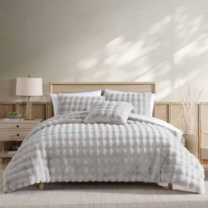 Riverbrook Home 4pc King Wavy Faux Fur Comforter Set Gray - 1 of 4