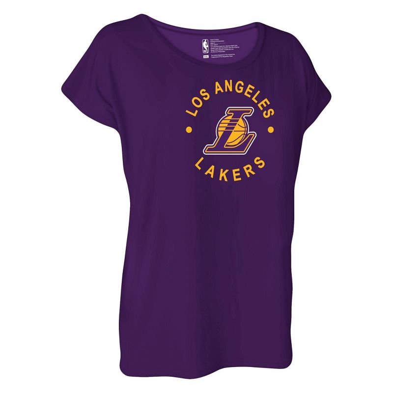 NBA Los Angeles Lakers Women&#39;s Dolman Short Sleeve T-Shirt, 3 of 5