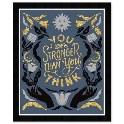 21" x 15" Blue and Gold Motivational Canvas Quote Print