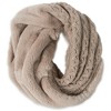 Pavilion Gift Company - Soft Beige -  Cable Knit & Faux Fur Infinity Scarf - Sweaters and Shawls - 4 of 4