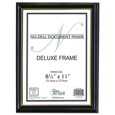 Nudell Deluxe Wood Document Frame Plastic Face 8-1/2 x 11 Black 17081