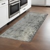 8' Gray And Black Floral Medallion Runner Rug - 2 of 4