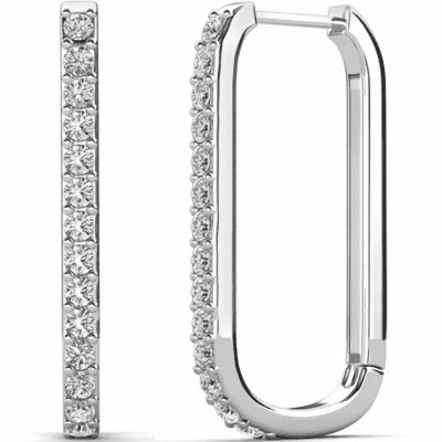 18k Gold Plated 24mm Hoop Earrings with Crystals Gift for Women