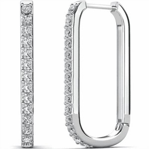 18k Gold Plated 24mm Hoop Earrings with Crystals Gift for Women - 1 of 4