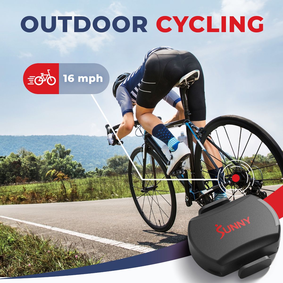 Sunny Health & Fitness Exercise Cycling 2-in-1 Advanced Cadence and Speed Sensor Bike Activity Tracker - thumbnail 6