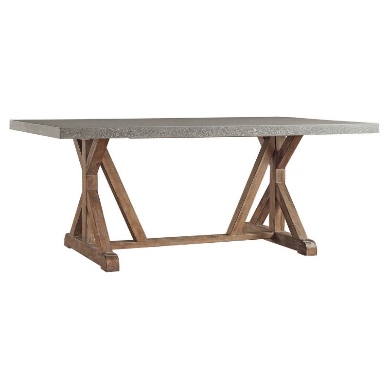 Camilla Farmhouse Concrete Topped Trestle Dining Table Vintage Pine - Inspire Q, 3 of 8