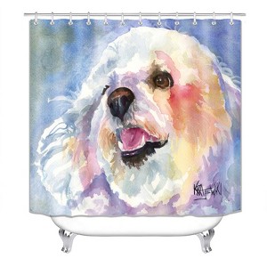 Cute White Dog Shower Curtains for Bathroom Waterproof Fabric Bath Curtain Durable Soft Stylish Bathroom Decor 72x72 Inch - 1 of 1