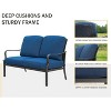 GlasFlength Patio Seating Set, 4 PCS Metal, Blue Cushions, 110"*60"*35" - 3 of 4