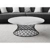 HomeRoots 36" White And Black Genuine Marble And Metal Round Coffee Table - 2 of 4