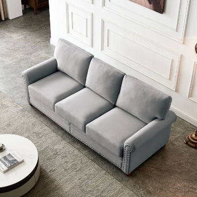 NicBex 82.68 Inch Linen Storage 3-Seat Upholstered Sofa for Living Room,Small Space,Office,Apartment