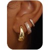 3 Pairs 14K Gold Filled Huggie Hoops - Hypoallergenic Chunky Small Hoop Earrings for Sensitive Ears - 4 of 4
