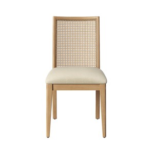 Corella Cane and Wood Dining Chair Natural - Threshold™: Rubberwood Frame, Upholstered Seat, 19.5" Height - 1 of 4
