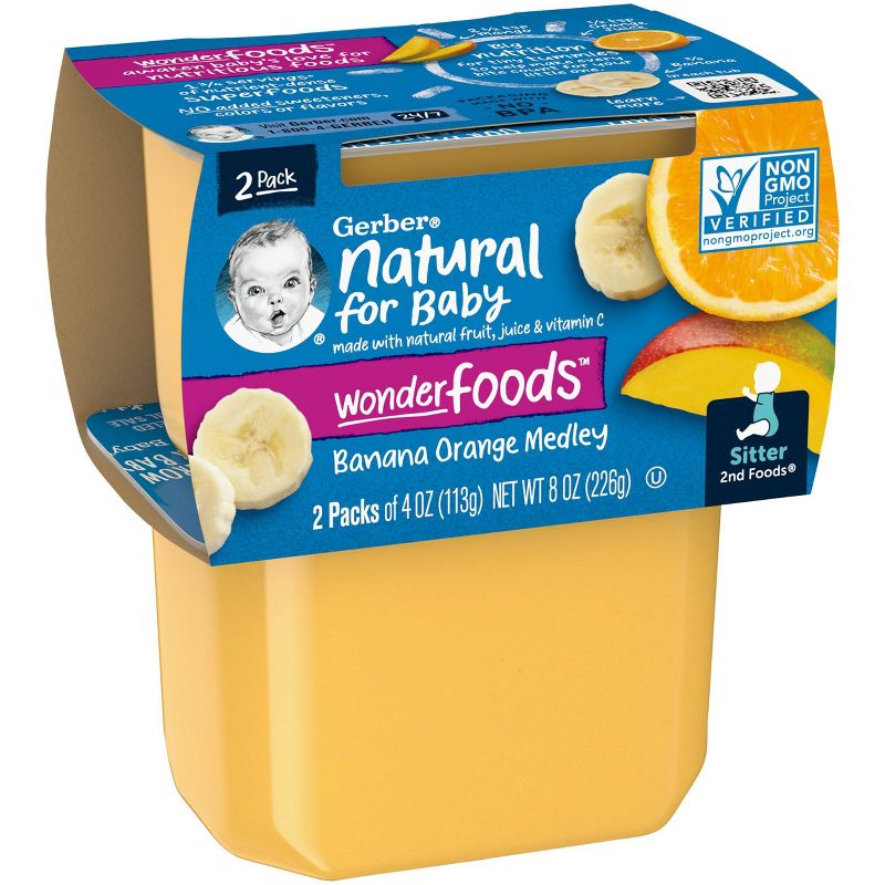 Gerber Sitter 2nd Foods Banana Orange Medley Baby Meals - 2ct/8oz, 3 of 10