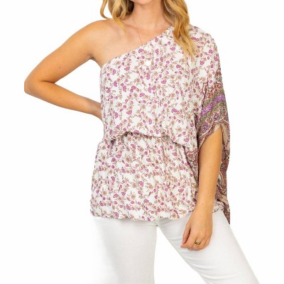 Women's Off Shoulder Floral Print Top - White Birch