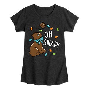 Girls' - Instant Message - Oh Snap Chocolate Bunny Fitted Short Sleeve Graphic T-Shirt - 1 of 4