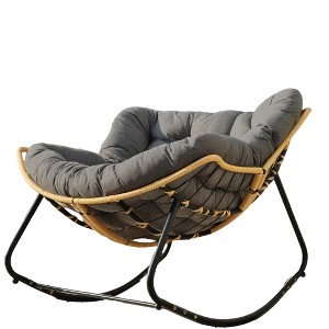 Racxily 9.7Ibs Ultra-Plush Rattan Rocking Chair W/ Anti-Tip Design, 450LB Capacity Rattan Lounge Chair for Balcony, Living Room, Garden, Patio - 1 of 4