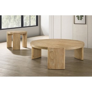 2-Pc Contemporary Round Coffee and End Table Set with Sculptural Curved Legs, Modern Accent for Living Room or Bedroom - 1 of 4