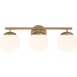 Possini Euro Design Meridian Modern Wall Light Soft Gold Hardwire 23" 3-Light Fixture Frosted White Globe Glass for Bedroom Bathroom Vanity Reading - 1 of 4