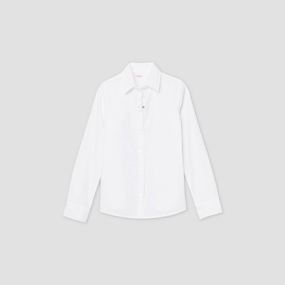 Girls' Adaptive Long Sleeve Button-Down Shirt - Cat & Jack™ White